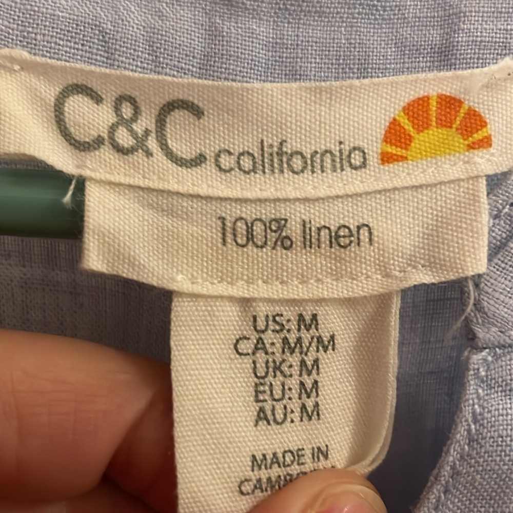 C&C California Pale Blue Short Sleeve Button Front Shirt - Picture 2 of 4